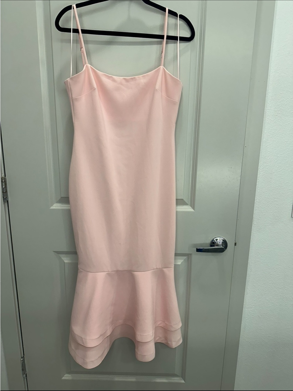 Likely revolve Blush Pink Spaghetti Strap Mermaid Hem Dress
